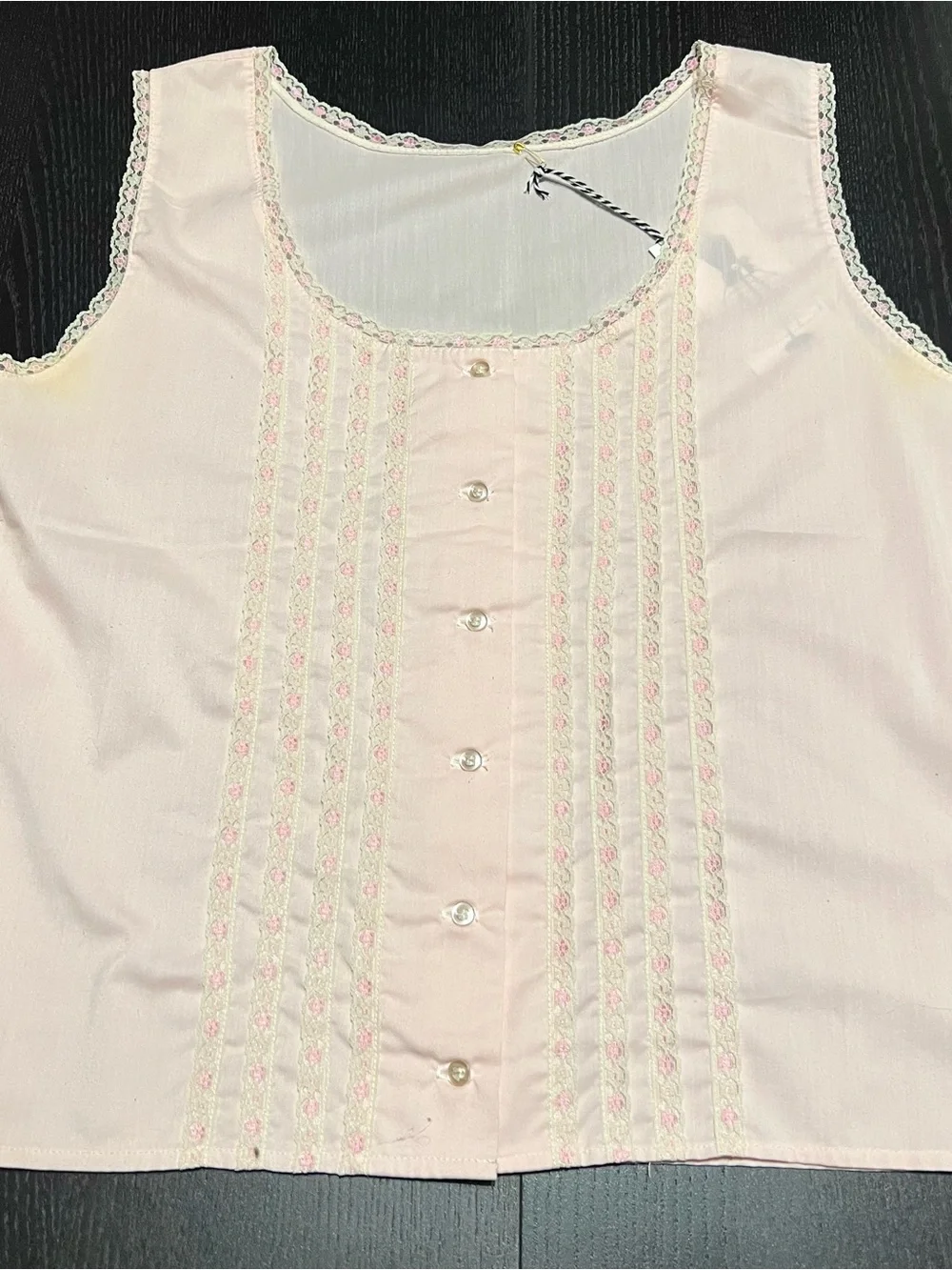 Vintage Pale Pink Lace Sleeveless Chemise Top - Picture 1 of 3